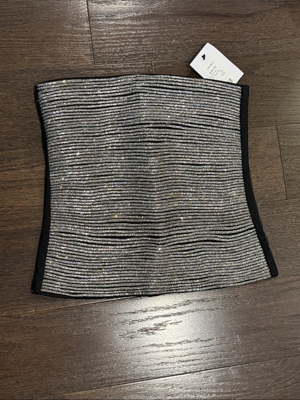 NWT AKIRA Crystal Corset Top with Black Trim